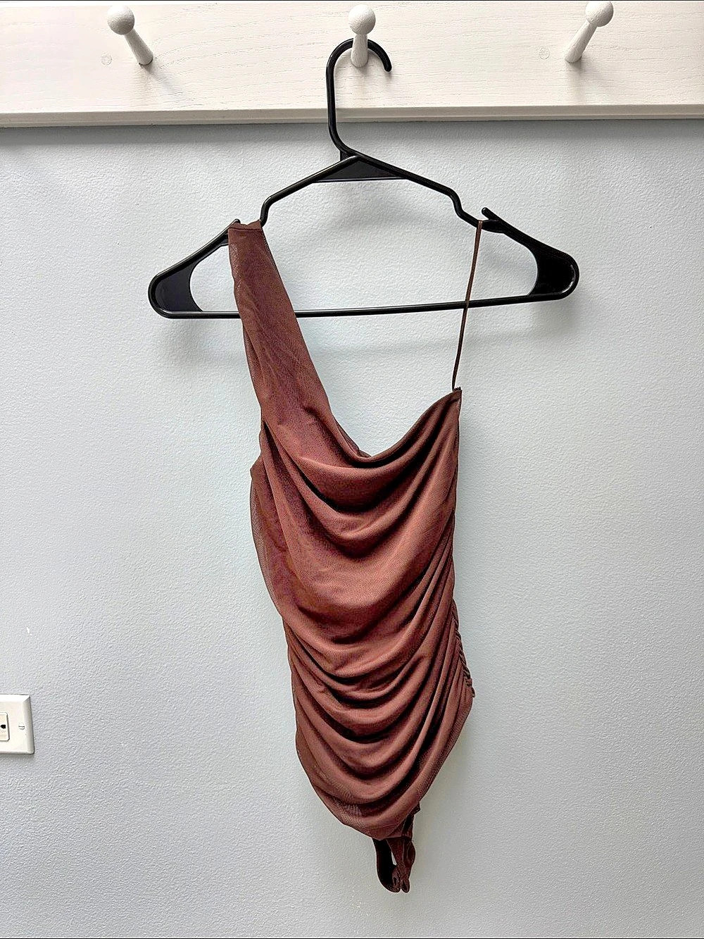 Stradivarius Ruched Bodysuit in Brown Size Small Like New
